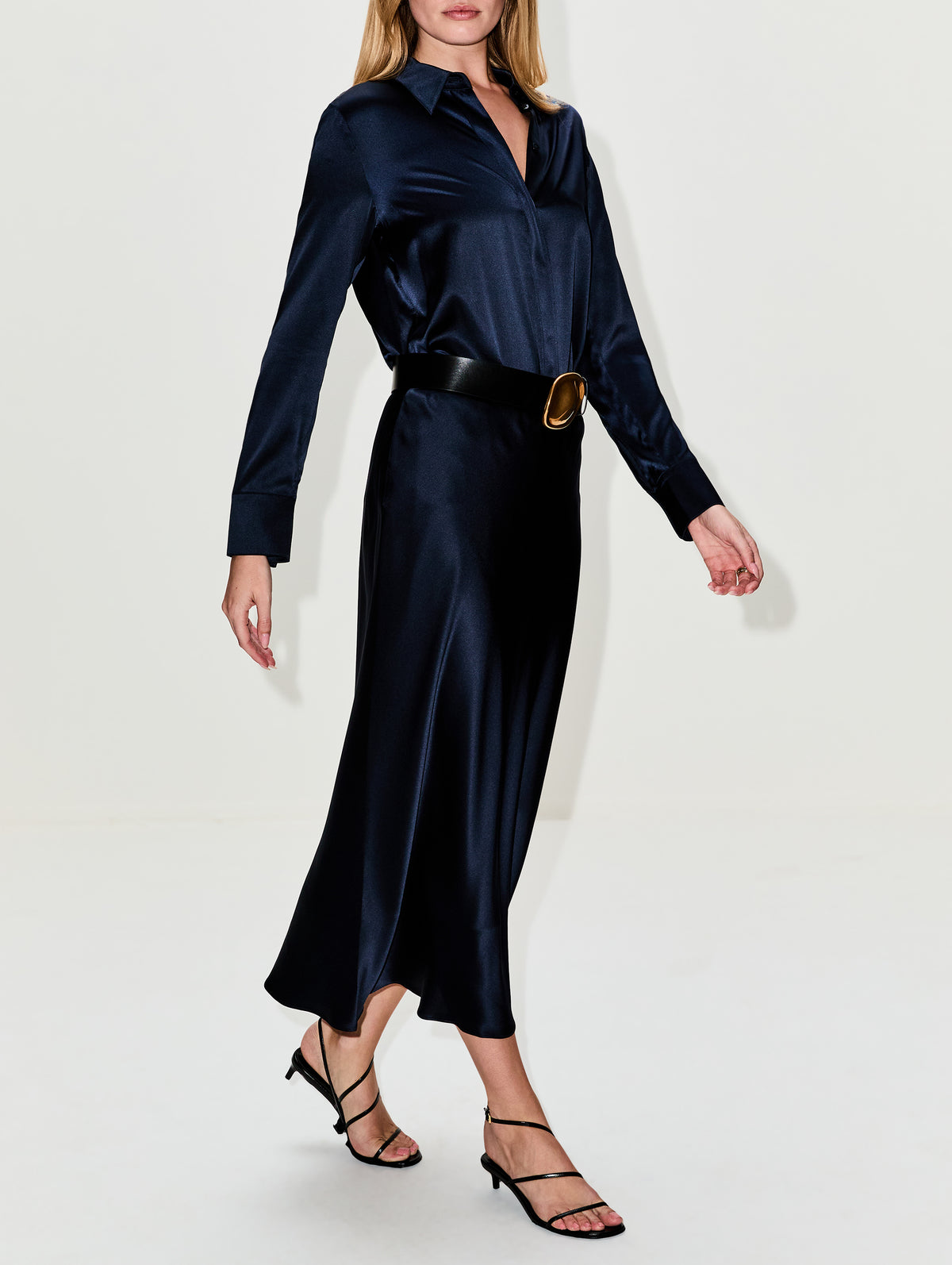 Sense Of Shine Skirt,DOROTHEE SCHUMACHER,DARK NAVY,Image 3