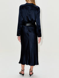 Sense Of Shine Skirt,DOROTHEE SCHUMACHER,DARK NAVY,Image 4