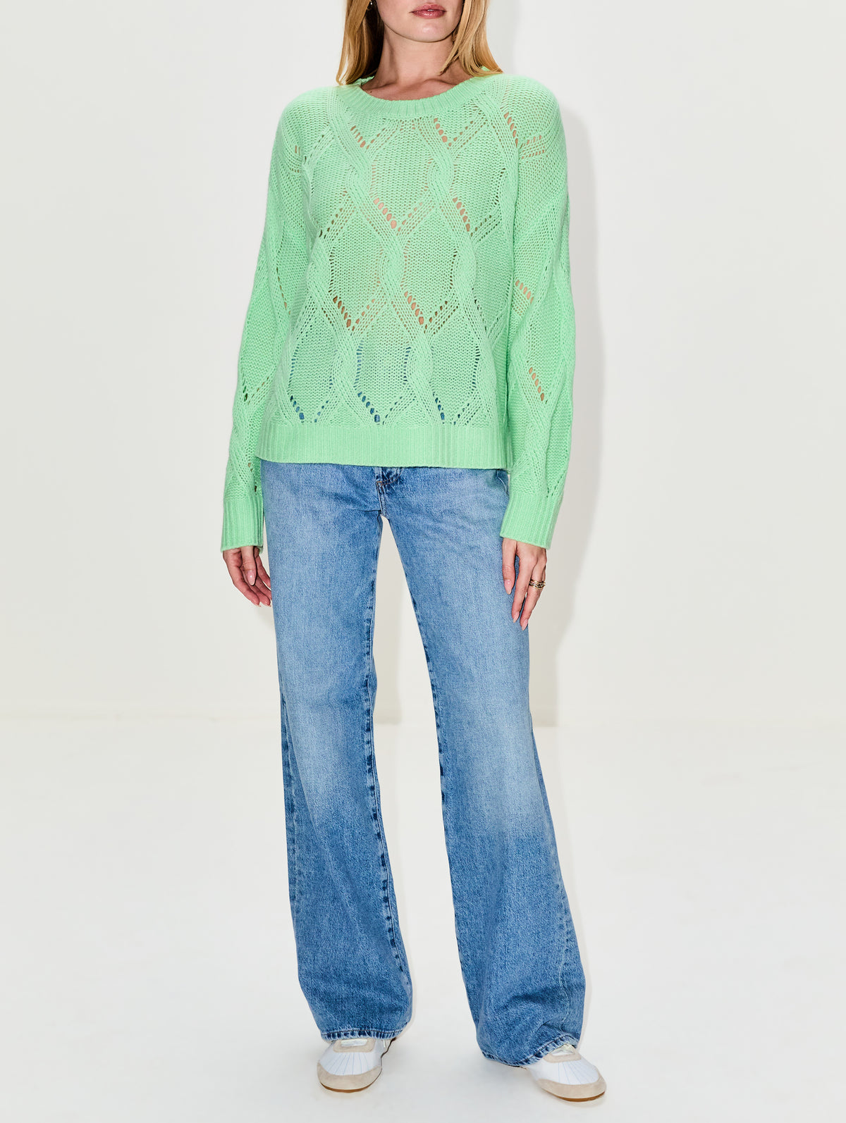 Gia Slouchy Crewneck Sweater,SABLYN,LIME,Image 2