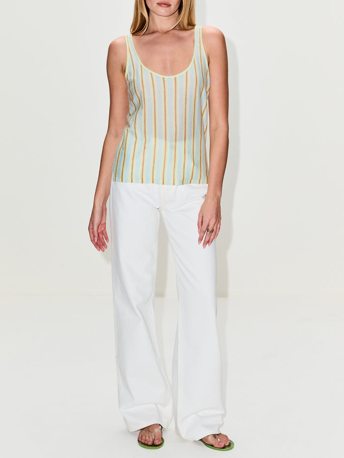 Fine Stripe Tank Top,GUEST IN RESIDENCE,LIMEWASH COMBO,Image 1