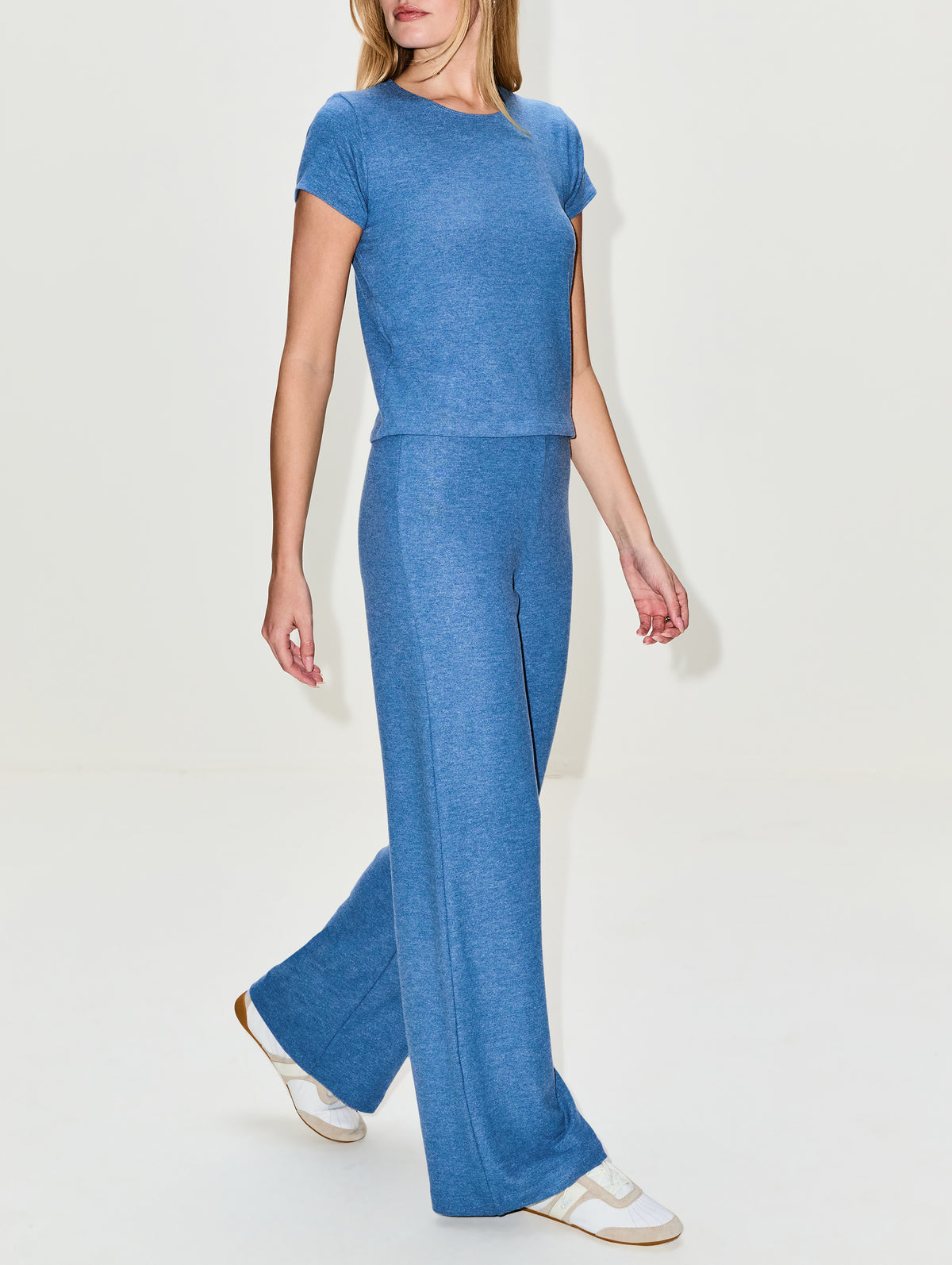 Lauren Wide Leg Pant,LESET,BLEUET MELANGE,Image 3