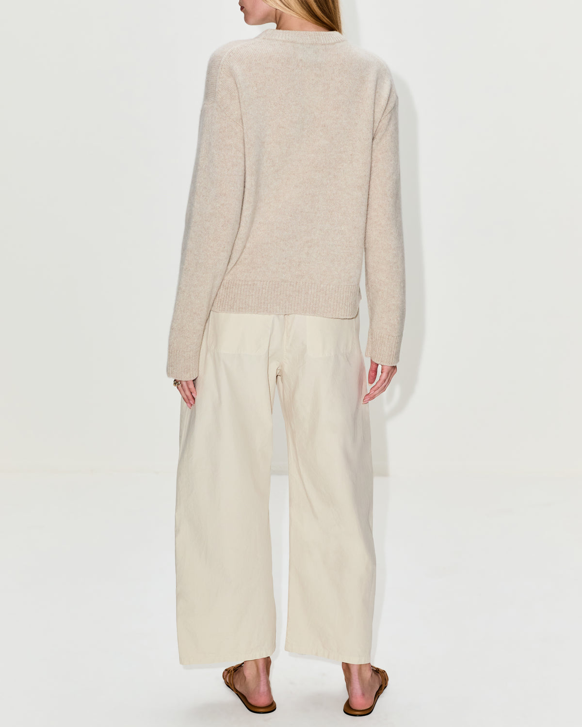 Zuma Crew Sweater,THE ELDER STATESMAN,WHITE,Image 3