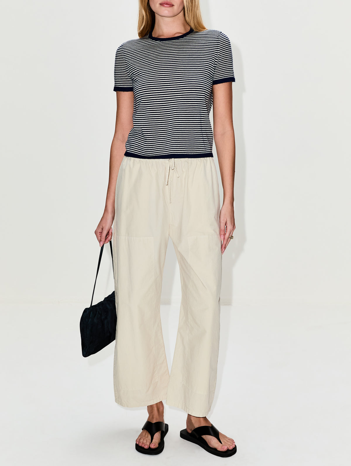 Linka Stripe Sweater,NILI LOTAN,NAVY/IVORY,Image 2