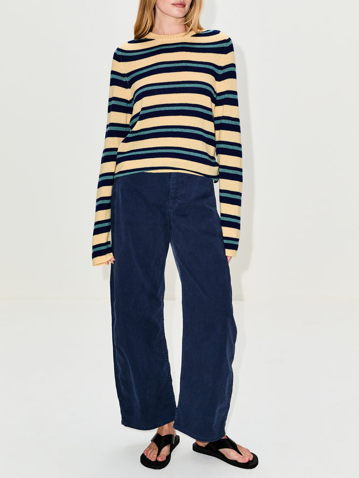 Laurel Stripe Crew Sweater,THE ELDER STATESMAN,CYPRESS STRIPE,Image 1