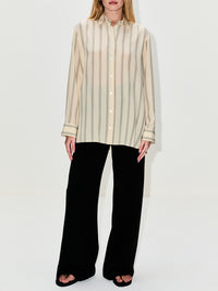 Sisilia Shirt,THE ROW,WHITE/BLACK,Image 2