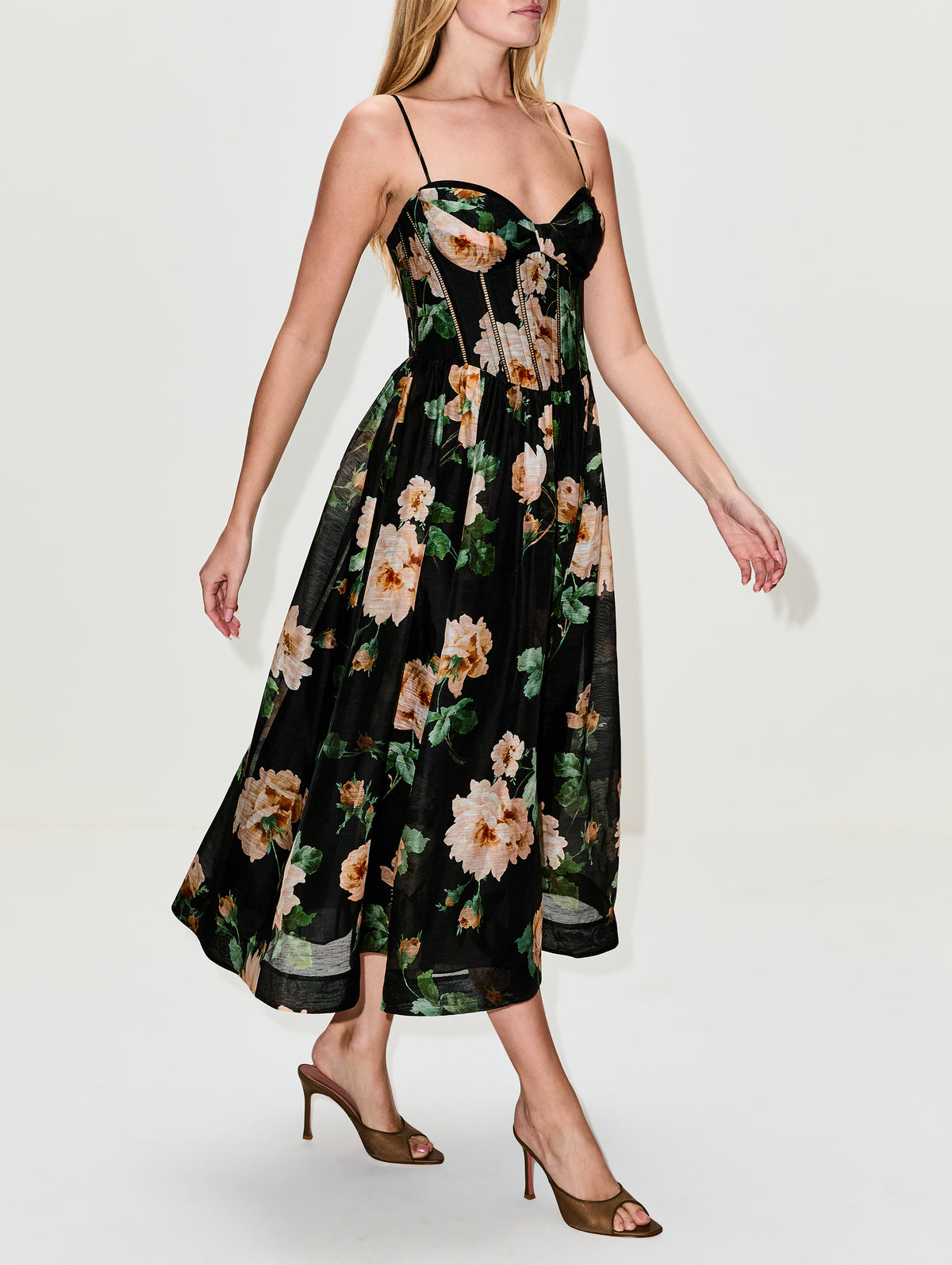 corset midi dress ZIMMERMANN Luna Corset Midi Dress | Black Rose