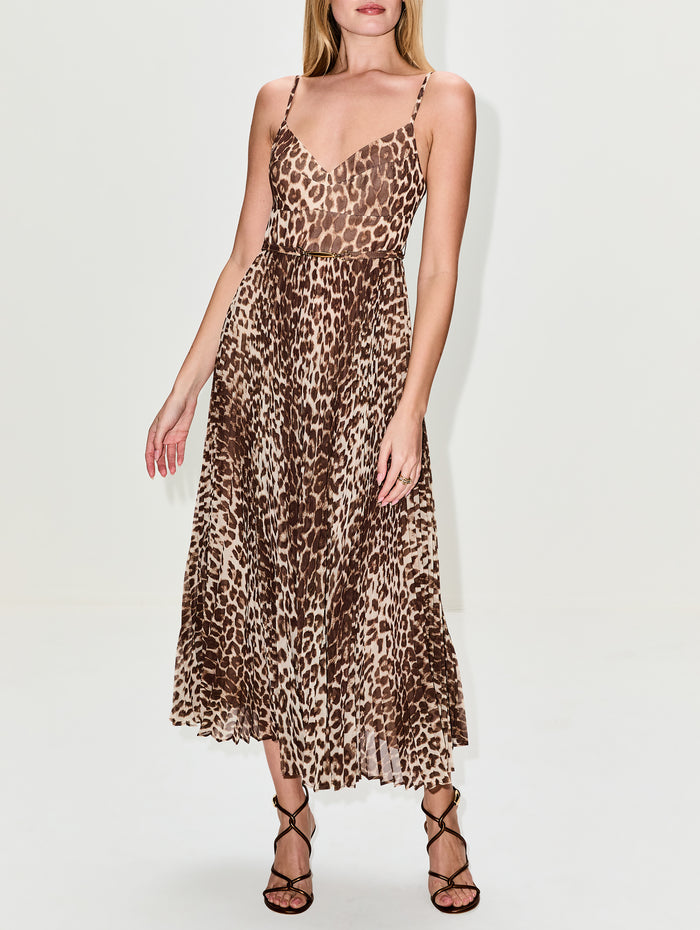 Sunray Pleated Picnic Dress,ZIMMERMANN,LEOPARD,Image 1