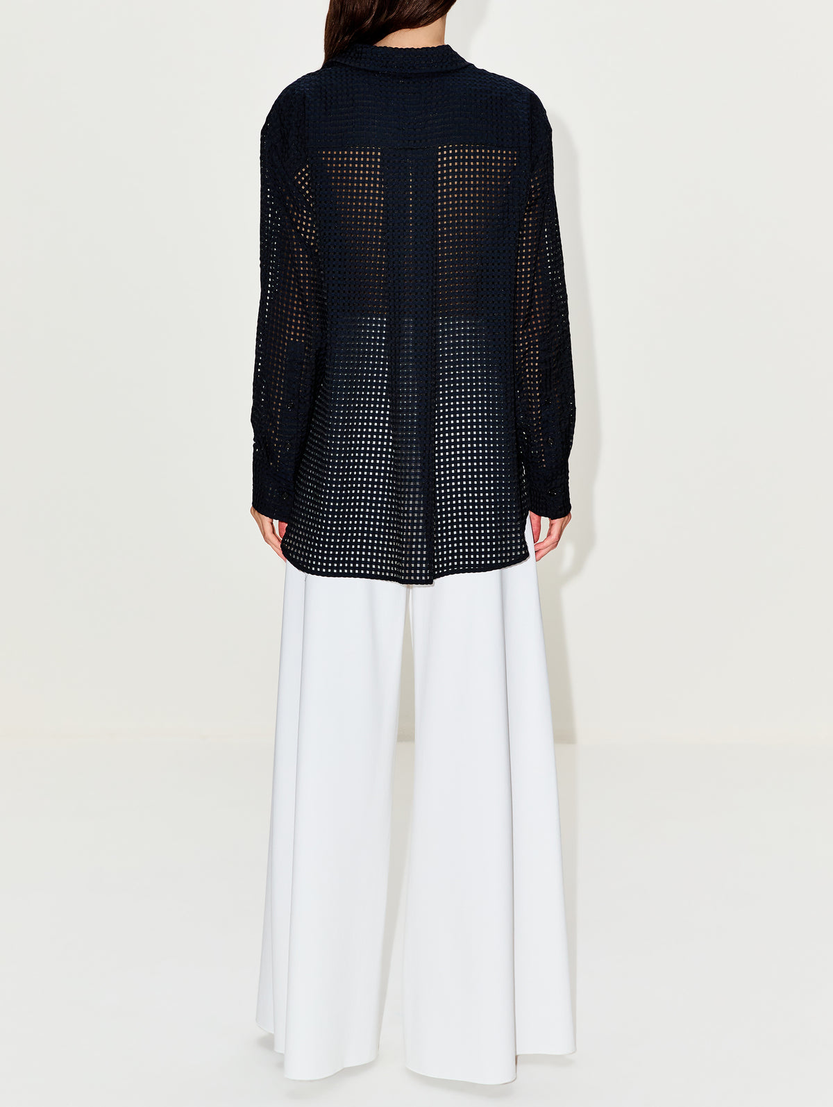 Gingham Blouse,ANOTHER TOMORROW,BLACK,Image 3