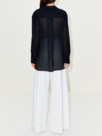 Gingham Blouse,ANOTHER TOMORROW,BLACK,Image 3