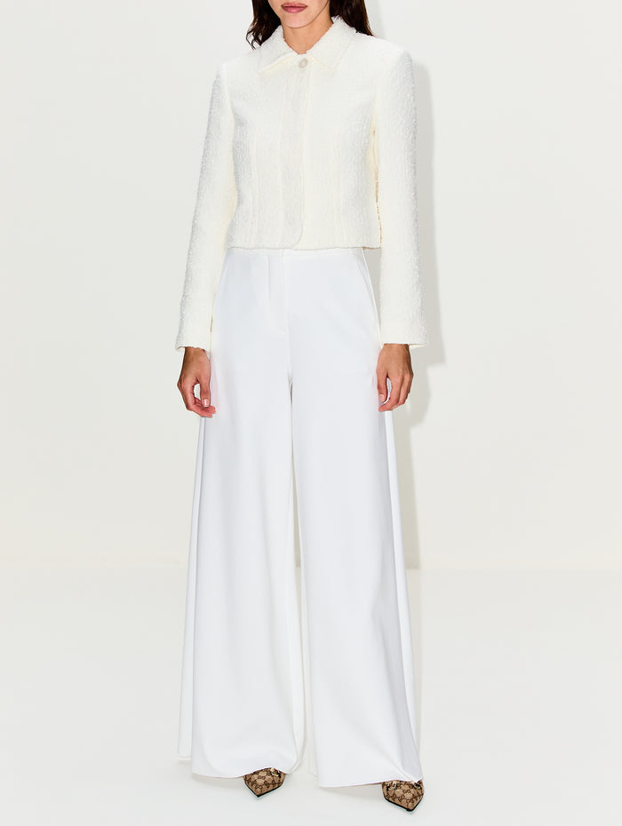 Short Tweed Jacket,ANOTHER TOMORROW,CREAM,Image 1