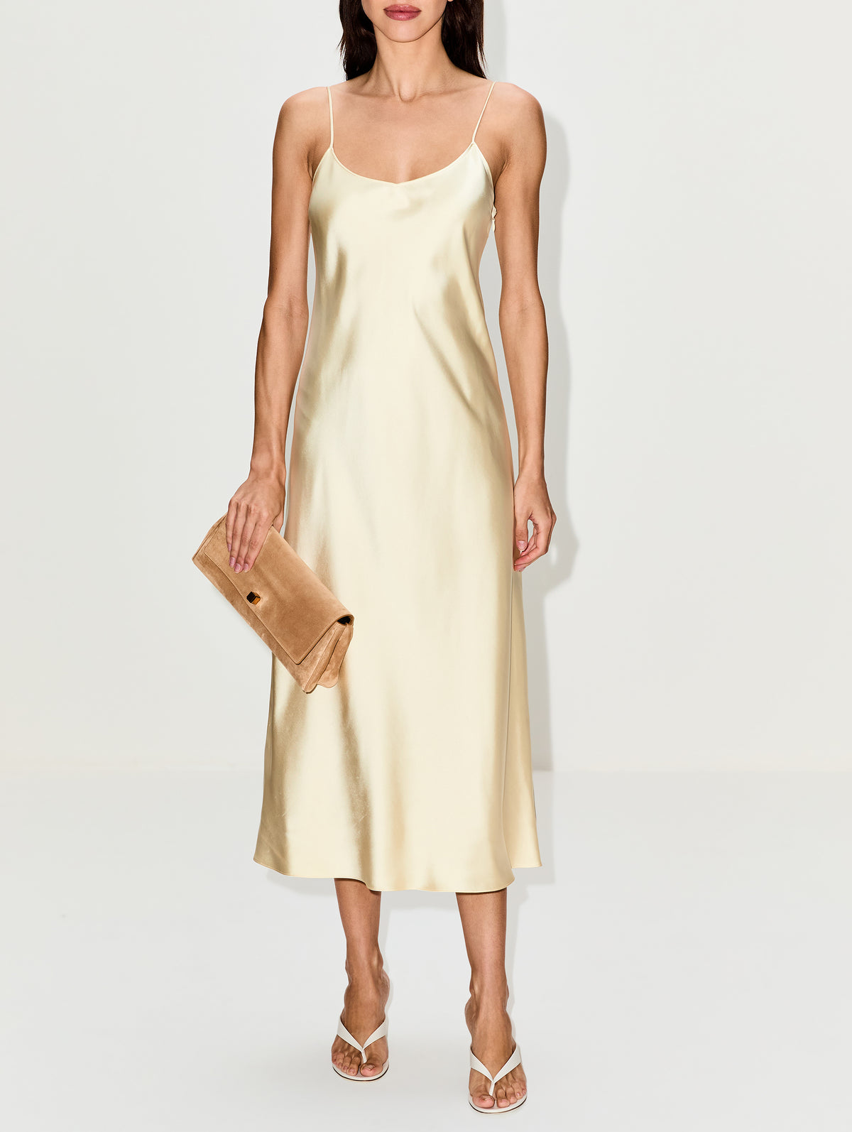 Satin Gown,ANOTHER TOMORROW,BUTTER,Image 2