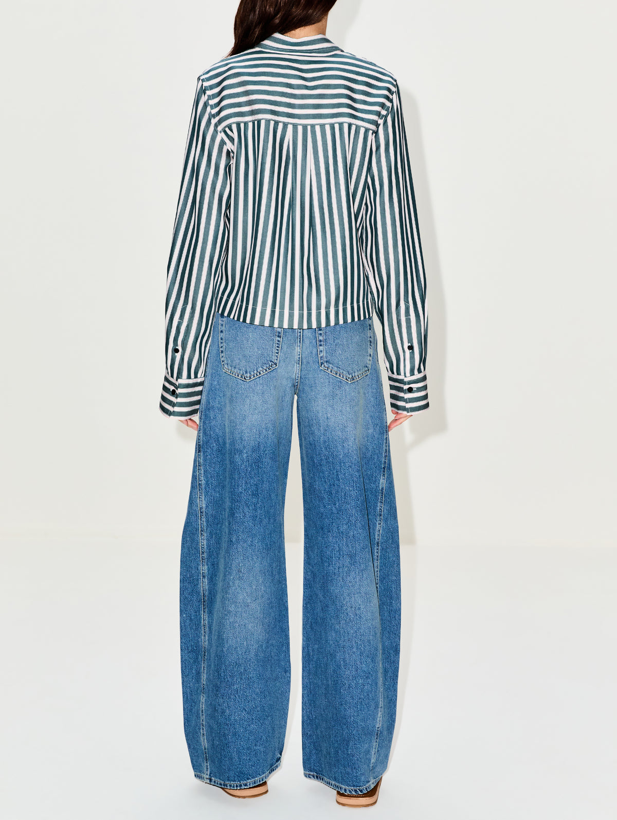 Cropped Classic Shirt,CLOSED,ROYAL GREEN,Image 3