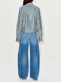 Cropped Classic Shirt,CLOSED,ROYAL GREEN,Image 3