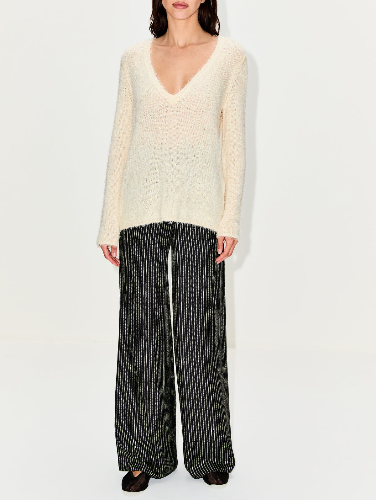 Trouser,MAX MARA,BLACK/WHITE,Image 2