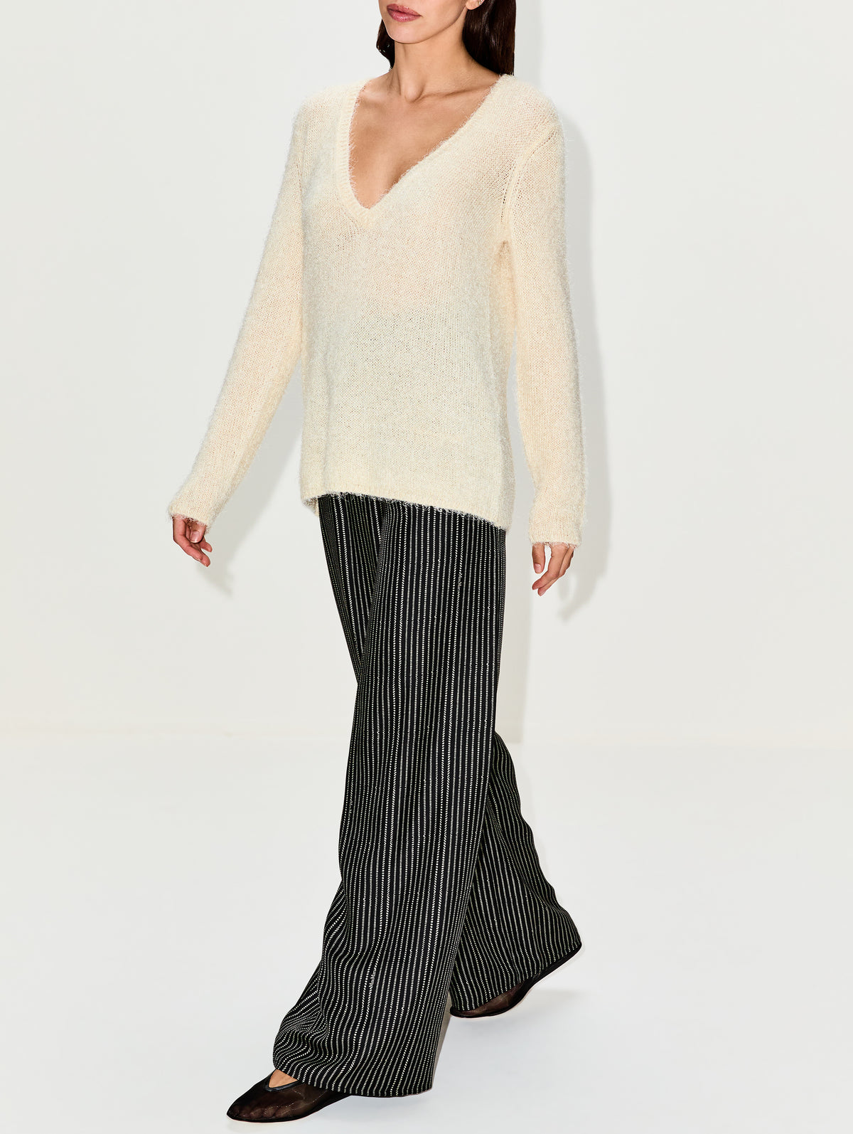 Trouser,MAX MARA,BLACK/WHITE,Image 3