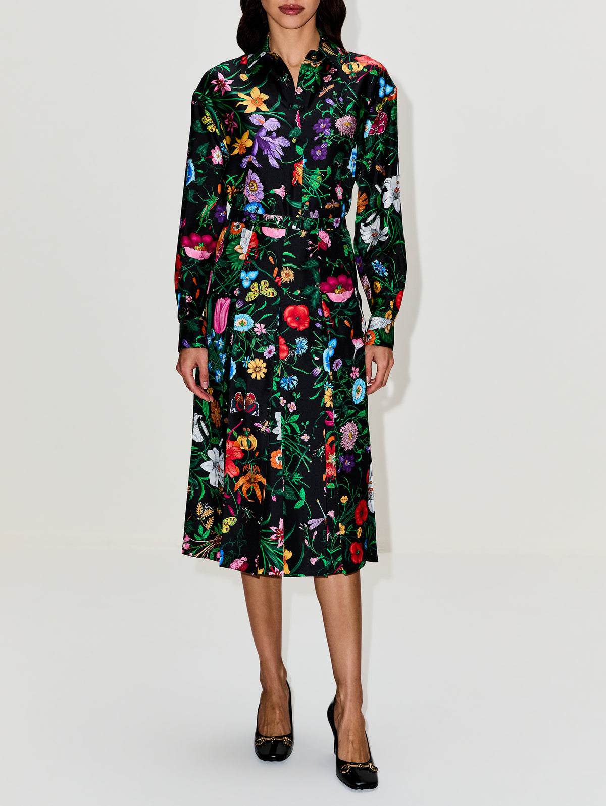 Flora Firme Shirt,GUCCI,BLACK MULTI,Image 2