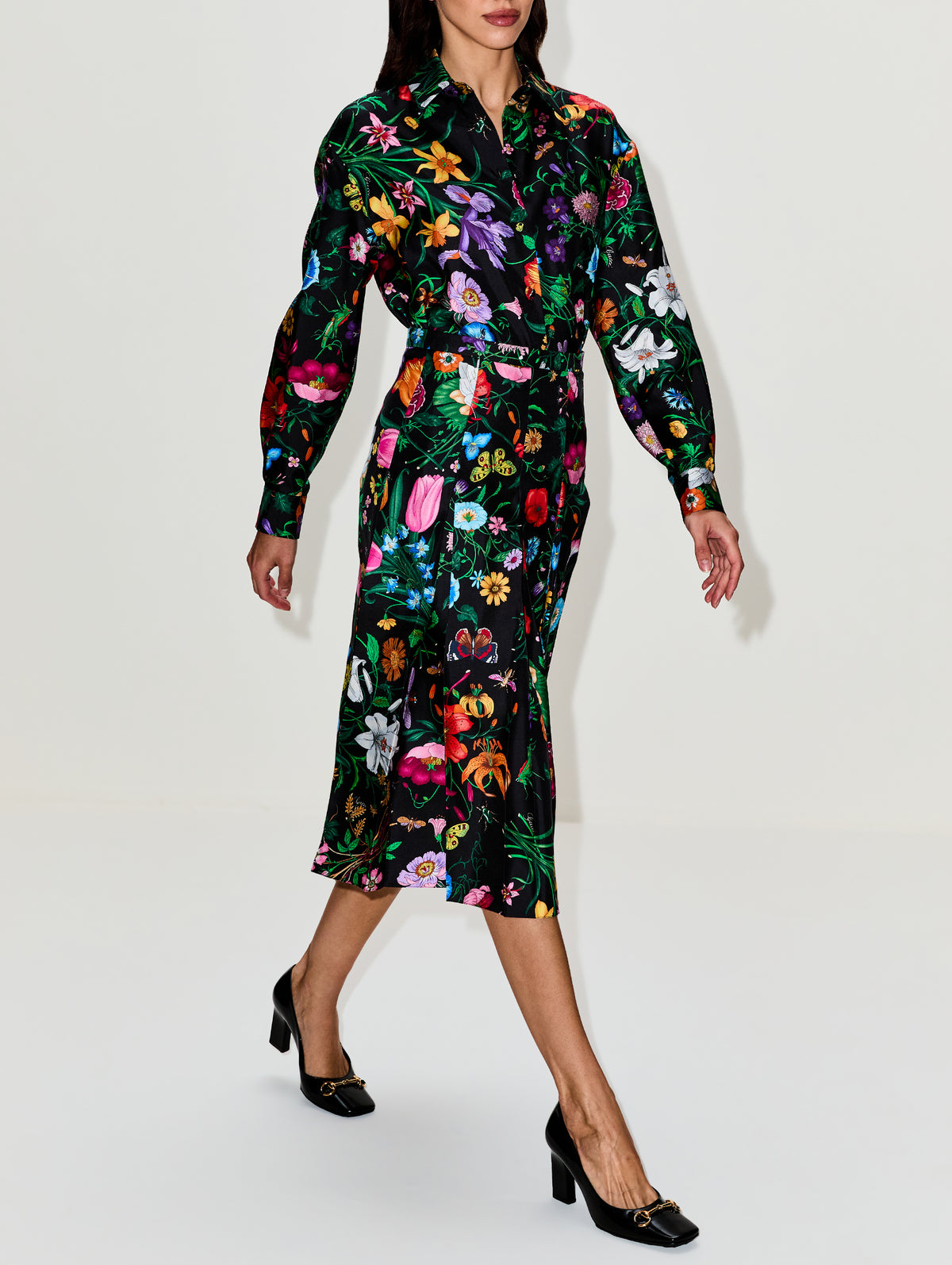Flora Firme Skirt,GUCCI,BLACK MULTICOLOR,Image 3