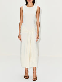 Waist Tie Dress,LAPOINTE,CREAM,Image 2