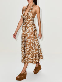 Halter Dress,MAX MARA,CARAMEL,Image 3