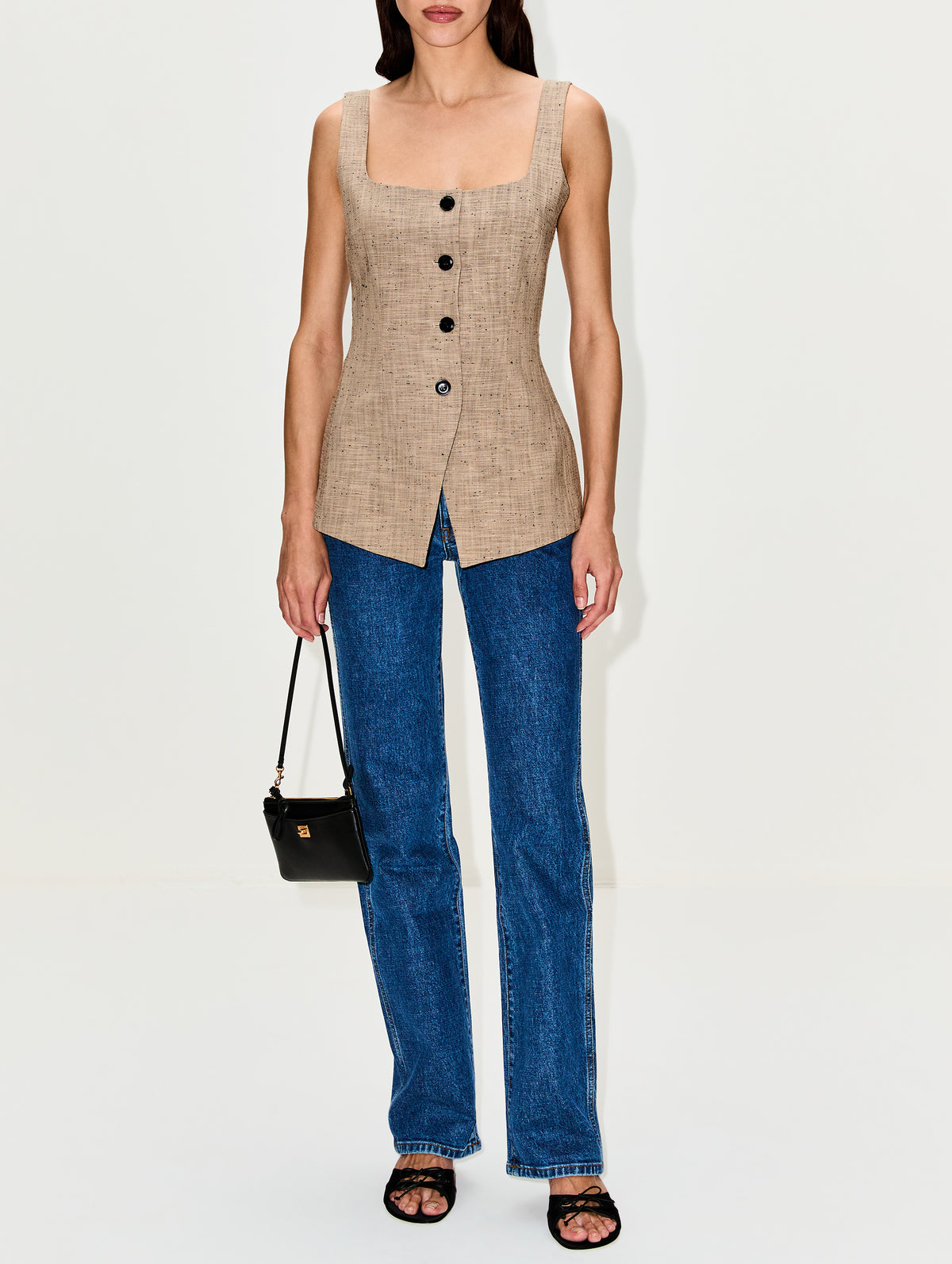 Akua Top,NANUSHKA,BEIGE/BLACK,Image 2