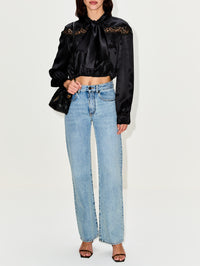 Neck Tie Blouse,SAINT LAURENT,BLACK,Image 2
