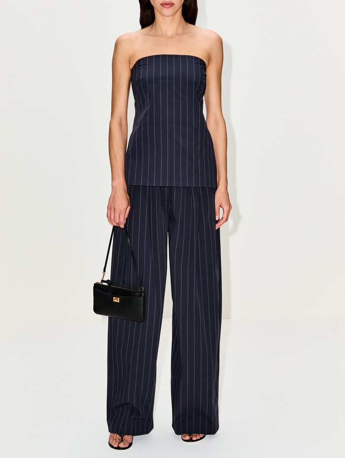 Relaxed Pleat Pant,ST AGNI,INK STRIPE,Image 1