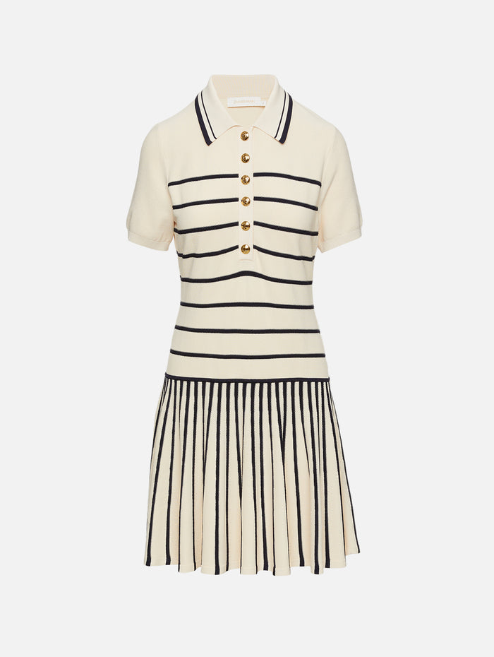 Luna Striped Polo Mini Dress,ZIMMERMANN,CREAM/NAVY,Image 1