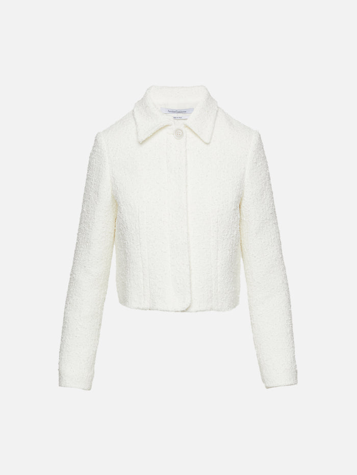 Short Tweed Jacket,ANOTHER TOMORROW,CREAM,Image 1