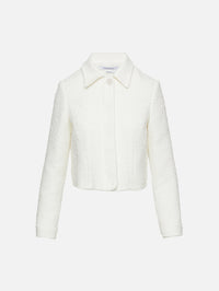 Short Tweed Jacket,ANOTHER TOMORROW,CREAM,Image 1