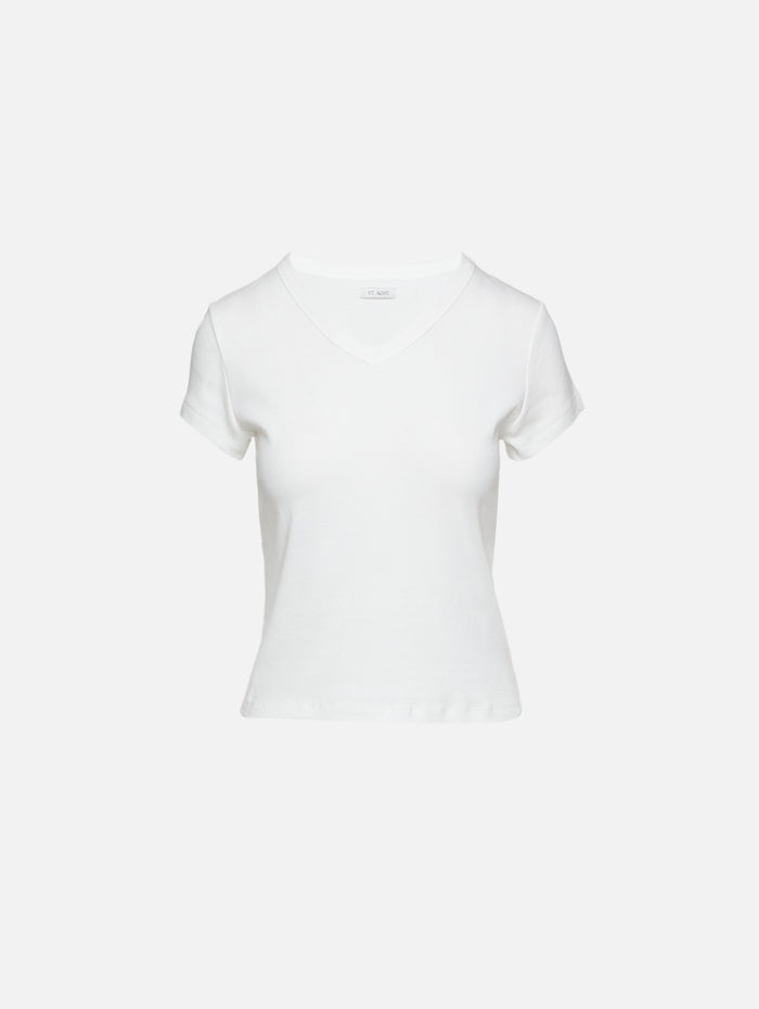 V Neck Tee,ST AGNI,WHITE,Image 1