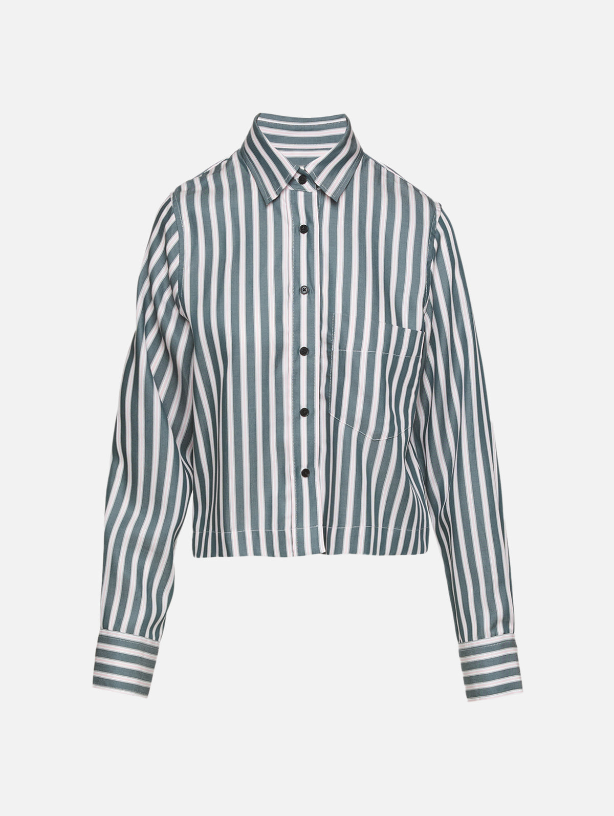 Cropped Classic Shirt,CLOSED,ROYAL GREEN,Image 1