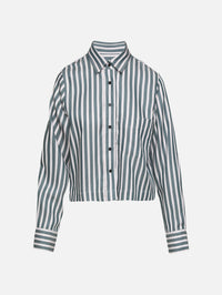 Cropped Classic Shirt,CLOSED,ROYAL GREEN,Image 1