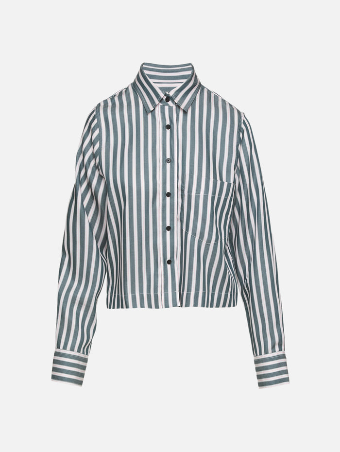 Cropped Classic Shirt,CLOSED,ROYAL GREEN,Image 1