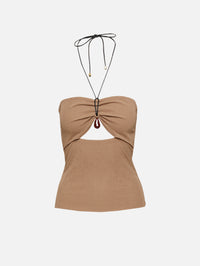 Shila Top,NANUSHKA,LIGHT MOCHA,Image 1