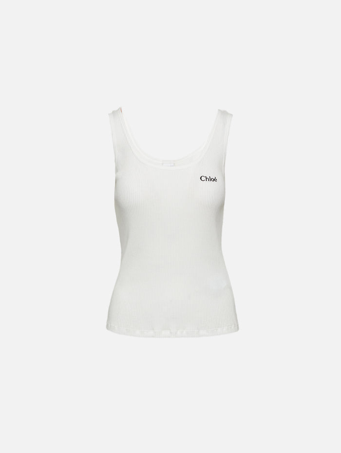 Rib Logo Tank,CHLOÉ,WHITE,Image 1