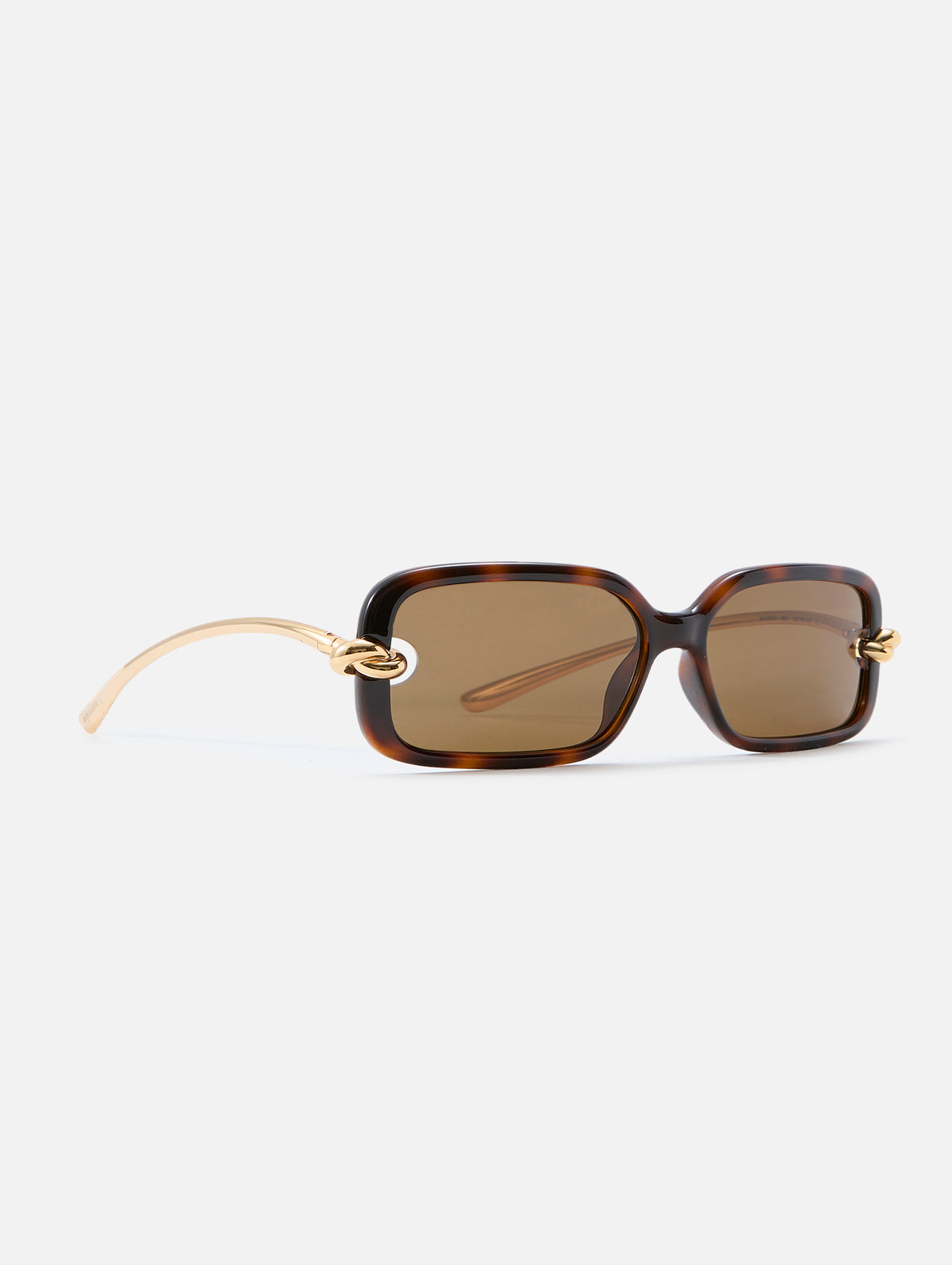 Rectangular Metal Knot Sunglasses,KERING EYE - BOTTEGA VENETA,MEDIUM HAVANA,Image 2
