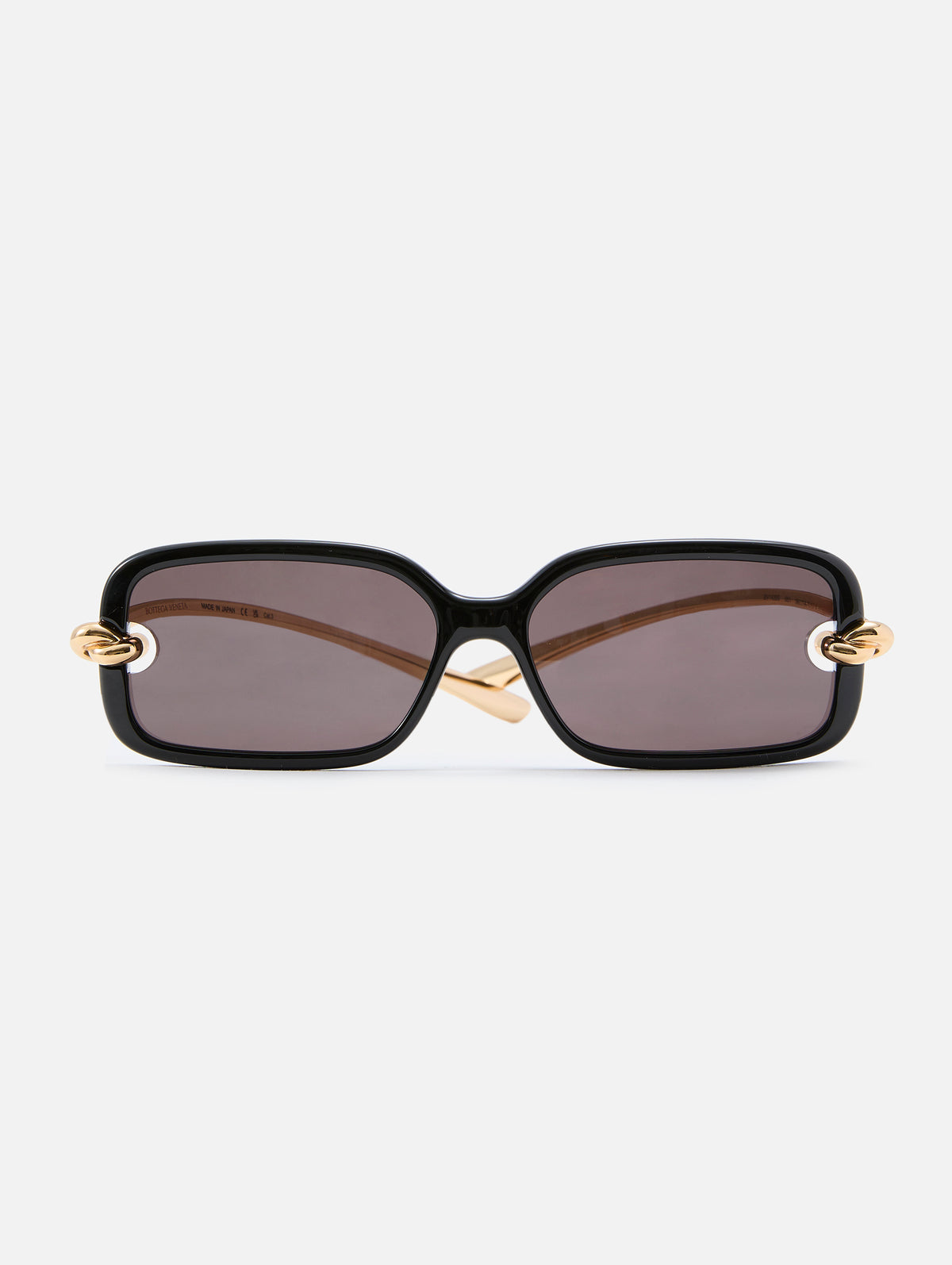 Rectangular Metal Knot Sunglasses,KERING EYE - BOTTEGA VENETA,SHINY BLACK,Image 1