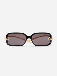 Rectangular Metal Knot Sunglasses,KERING EYE - BOTTEGA VENETA,SHINY BLACK,Image 1