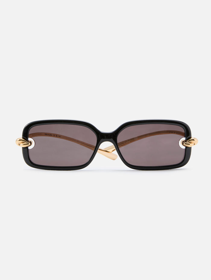 Rectangular Metal Knot Sunglasses,KERING EYE - BOTTEGA VENETA,SHINY BLACK,Image 1