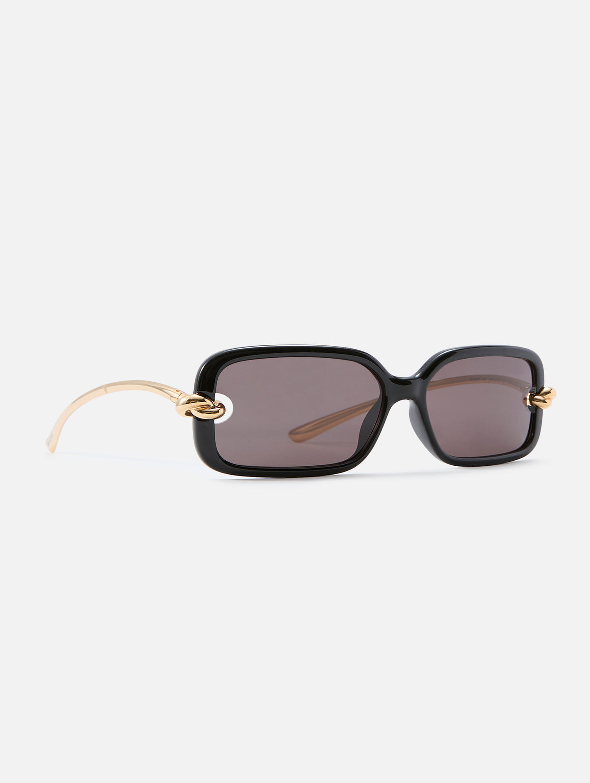 Rectangular Metal Knot Sunglasses,KERING EYE - BOTTEGA VENETA,SHINY BLACK,Image 2