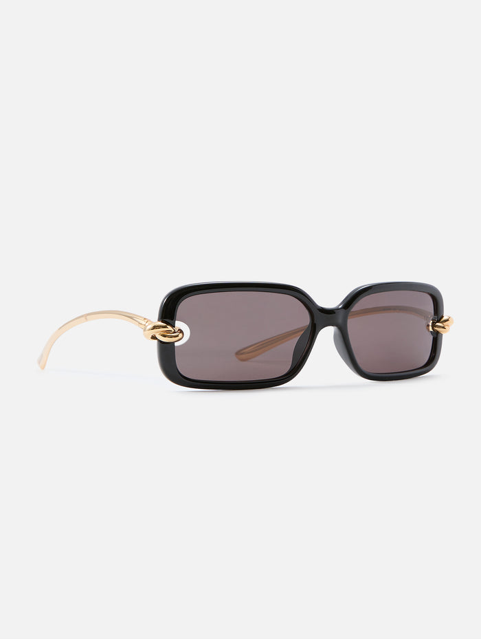 Rectangular Metal Knot Sunglasses,KERING EYE - BOTTEGA VENETA,SHINY BLACK,Image 1