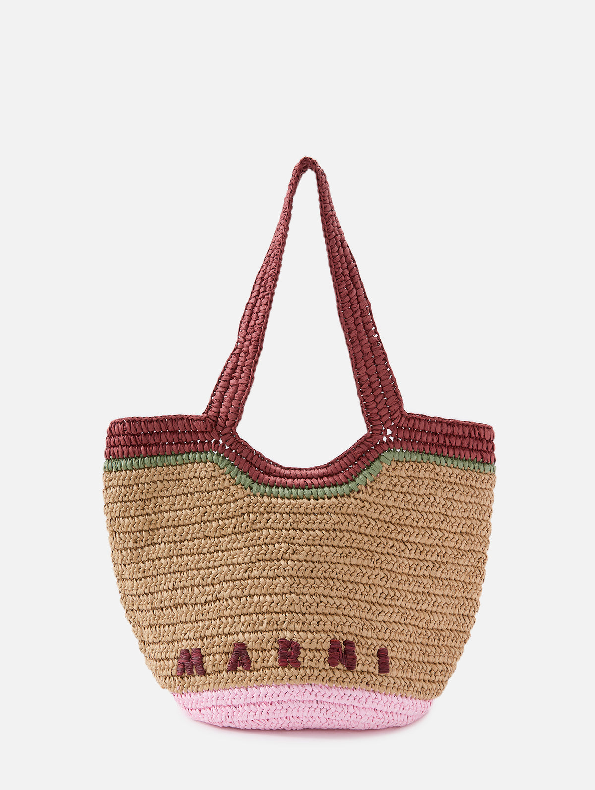 Small Hobo Color Block Bag,MARNI,WILD CHERRY/OLIVE,Image 1
