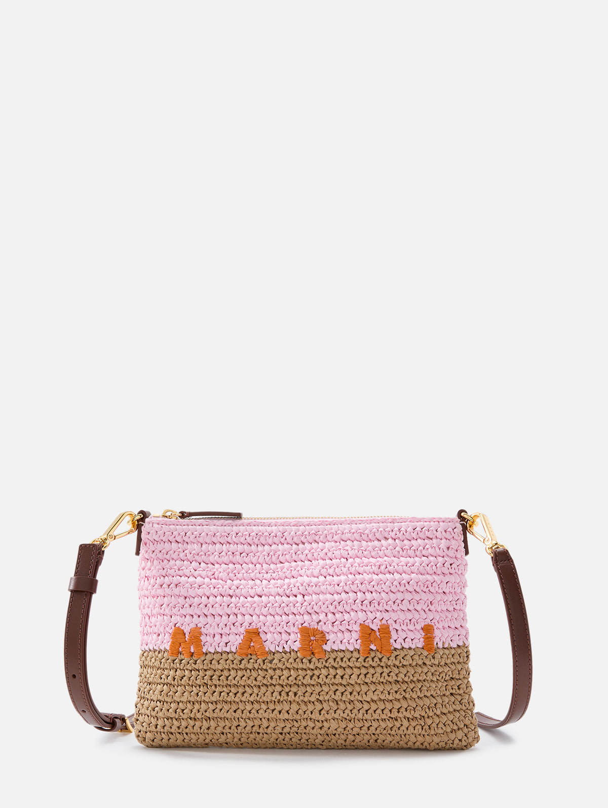 Flat Pochette Crossbody Bag,MARNI,ROSE POMPEII,Image 1