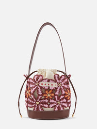 Flower Crochet Bucket Bag,MARNI,ROSE/WILD CHERRY,Image 1