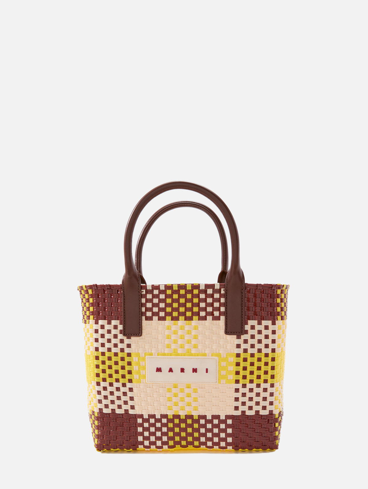 Small Check Tote,MARNI,LILY WHITE VANILLA,Image 1