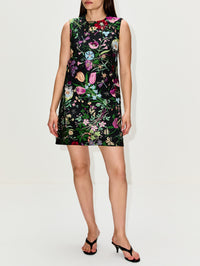 Brocade Flora Dress,GUCCI,BLACK MULTI,Image 2