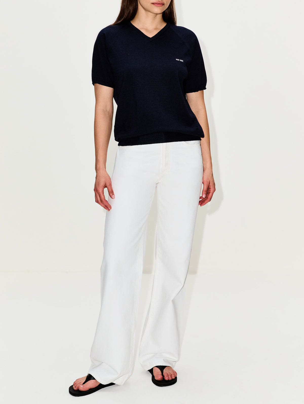 Knit Top,MIU MIU,BLUE GREY,Image 2