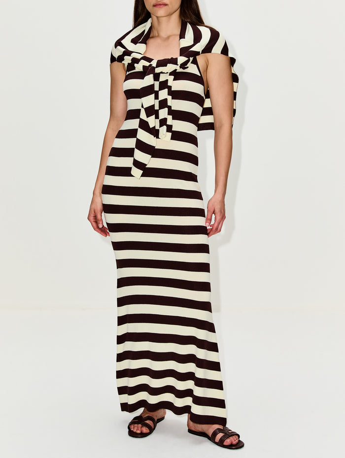 Back Knot Maxi Dress,MONSE,TEAK IVORY,Image 1