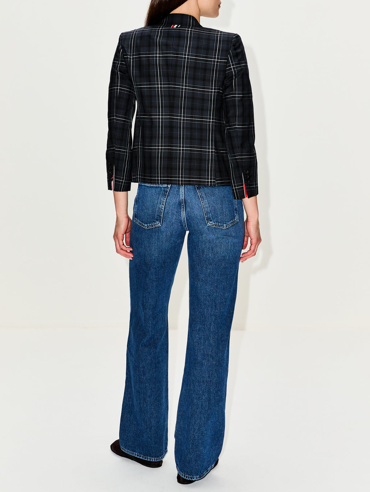 Check Sports Coat,THOM BROWNE,BLACK,Image 3