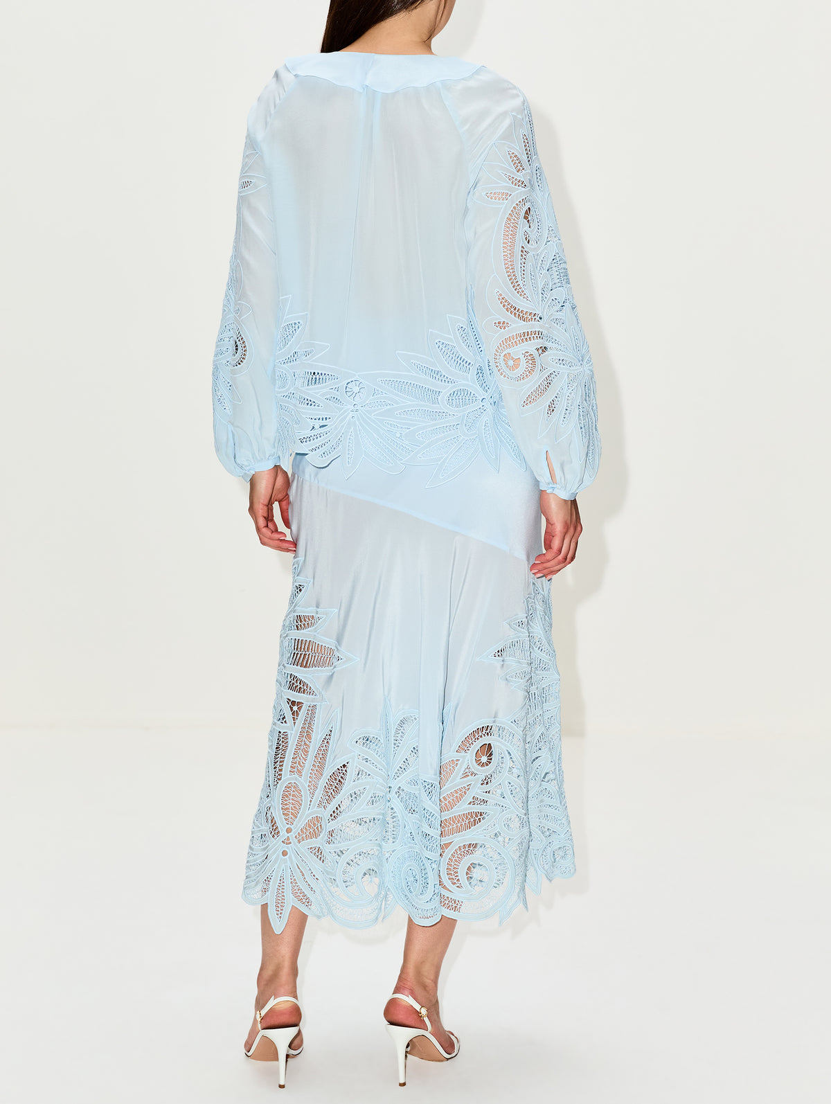 Oona Lace Applique Skirt,ULLA JOHNSON,ADRIATIC,Image 4